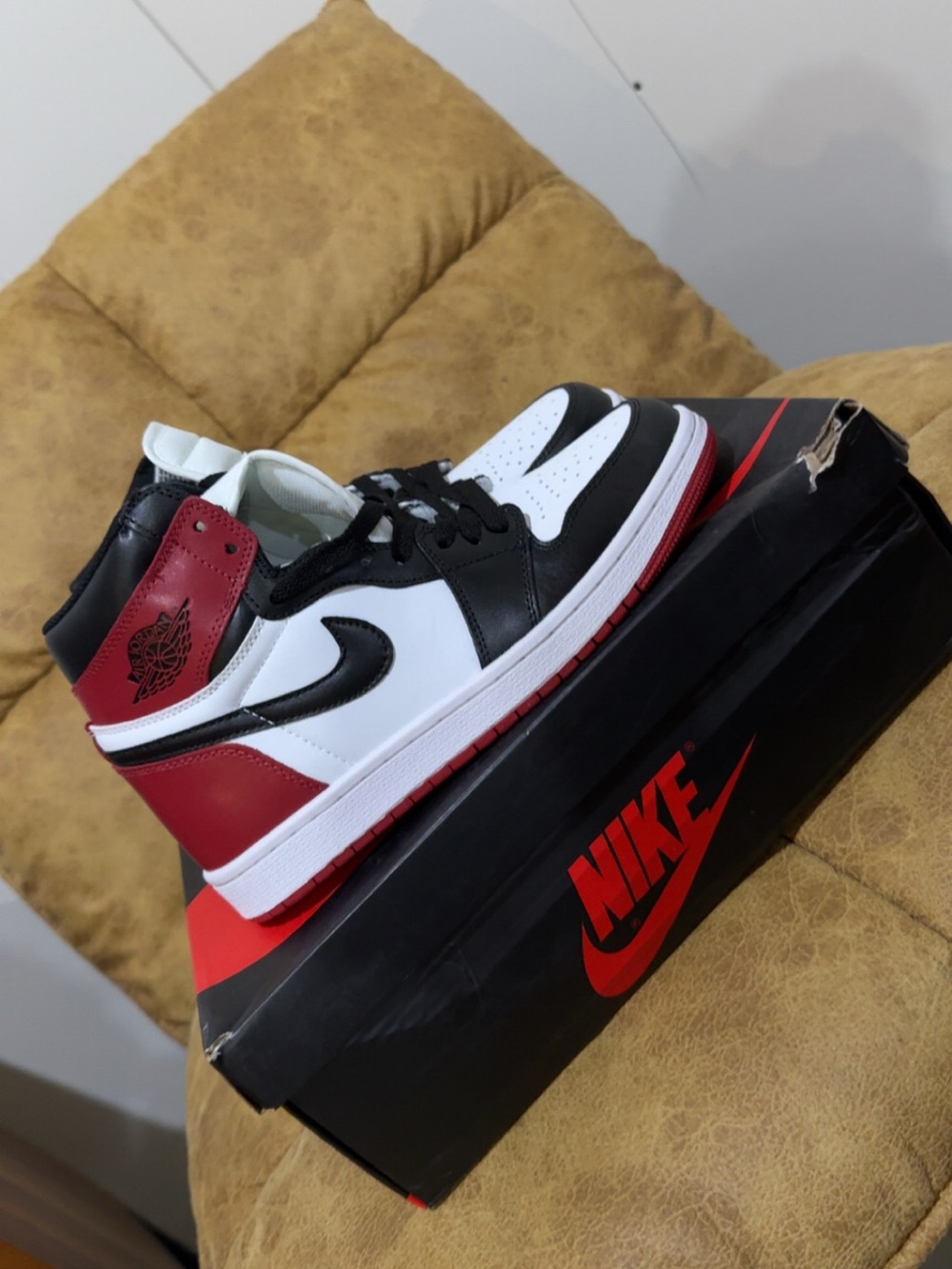 Jordan Men’s High Top Sneakers - White Black Red